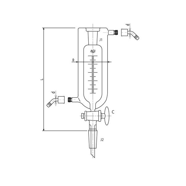 旭製作所 フルジャケット付分留受器 ガラスコック ウォーターコネクター仕様 500mL 3605-500-4L-W 1個 65-1839-96（直送品）