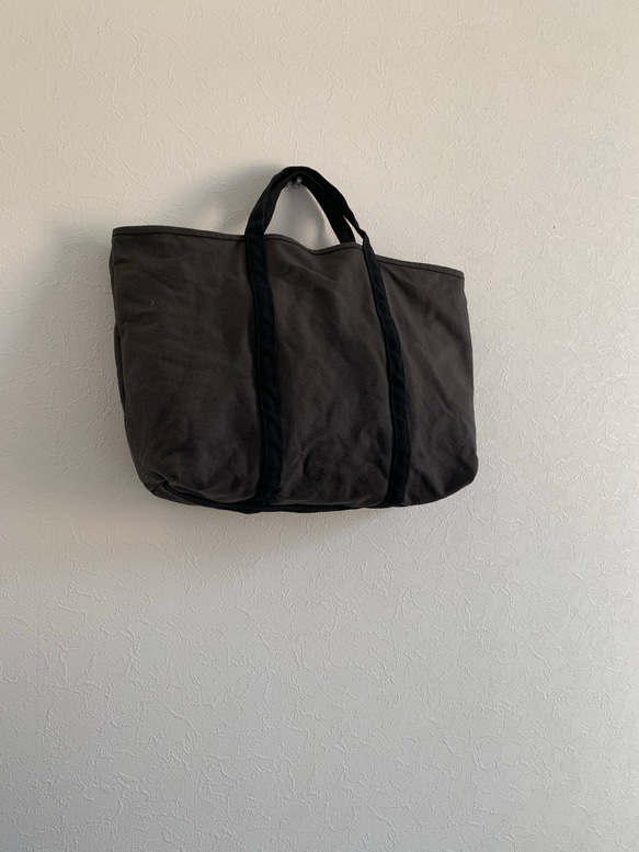 【A4対応】帆布　BASIC TOTE ( M ) ブラック×ダークグレー