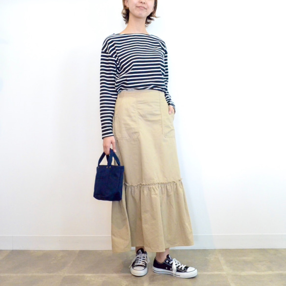 ＜SALE 50% OFF＞残り2点のみ！ティアードロングスカート　(beige／ツイル地)