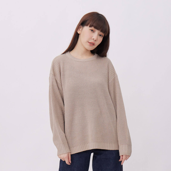 Rebecca Round Neck Knitwear Top/ Beige