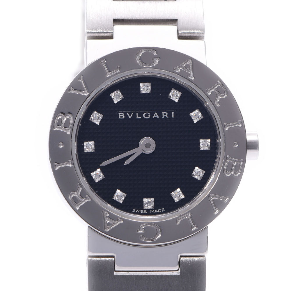 BVLGARI ブルガリ ブルガリブルガリ23 12Pダイヤ BB23SS レディース SS 腕時計 クオーツ 黒文字盤 Aランク 中古 