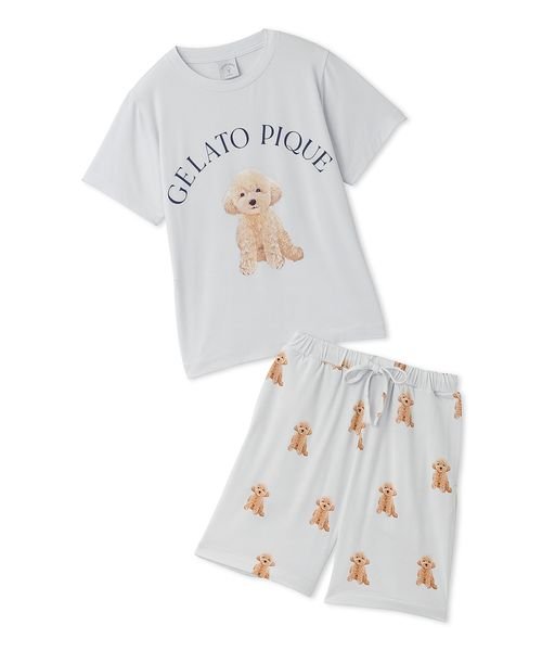 【JUNIOR】 DOG柄Tシャツ&ショートパンツセット