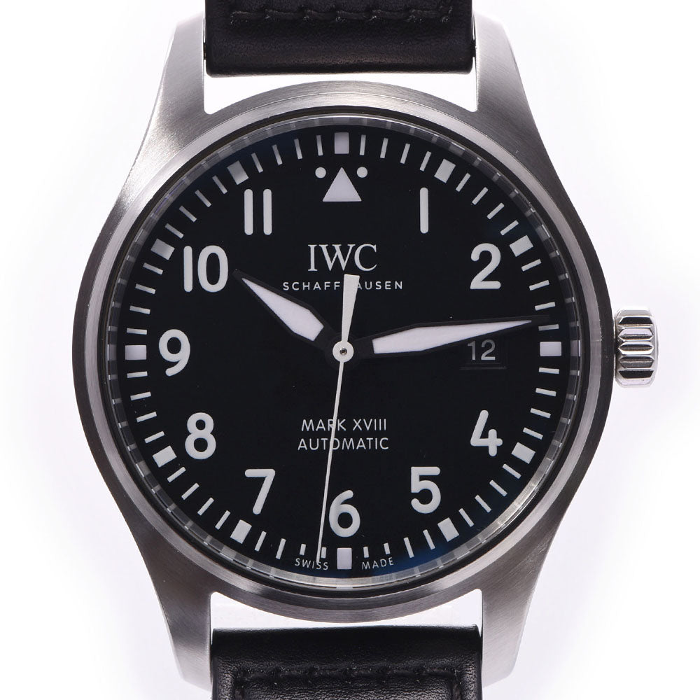 IWC SCHAFFHAUSEN アイダブリューシー シャフハウゼン パイロットウォッチ マーク18 IW327001 メンズ SS/革 腕時計 自動巻き 黒文字盤 Aランク 中古 