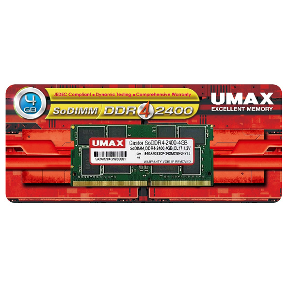 UMAX ノートパソコン用メモリー(4GB) SO-DIMM DDR4 2400 4GB JEDEC UM-SODDR4S-2400-4G