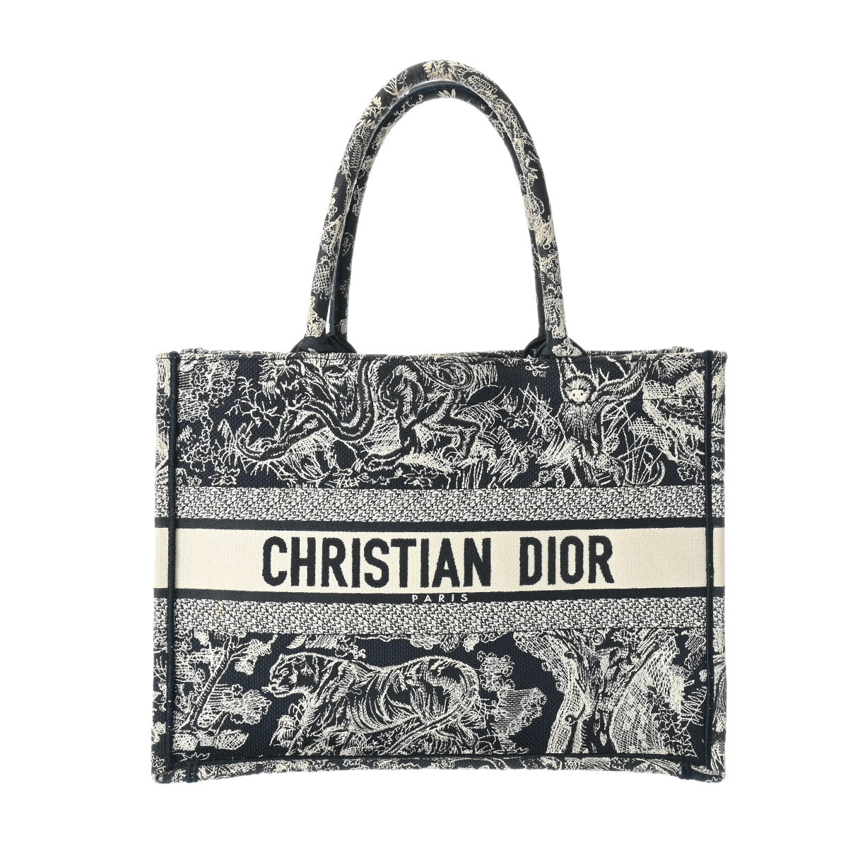 CHRISTIAN DIOR クリスチャンディオール ブックトート ミディアム  ネイビー/ベージュ M1296ZTDT レディース ジャガード ハンドバッグ ABランク 中古 