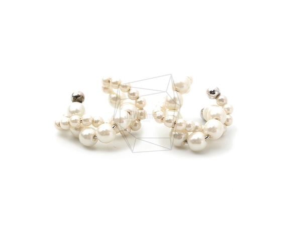 ERG-1433-R【2個入り】パールラウンドイヤーカフ/Pearl Round Earcuffs Earrings