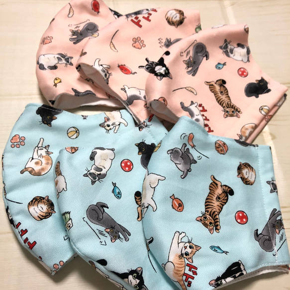 【sale】猫さん柄♡マスク♡ピンク