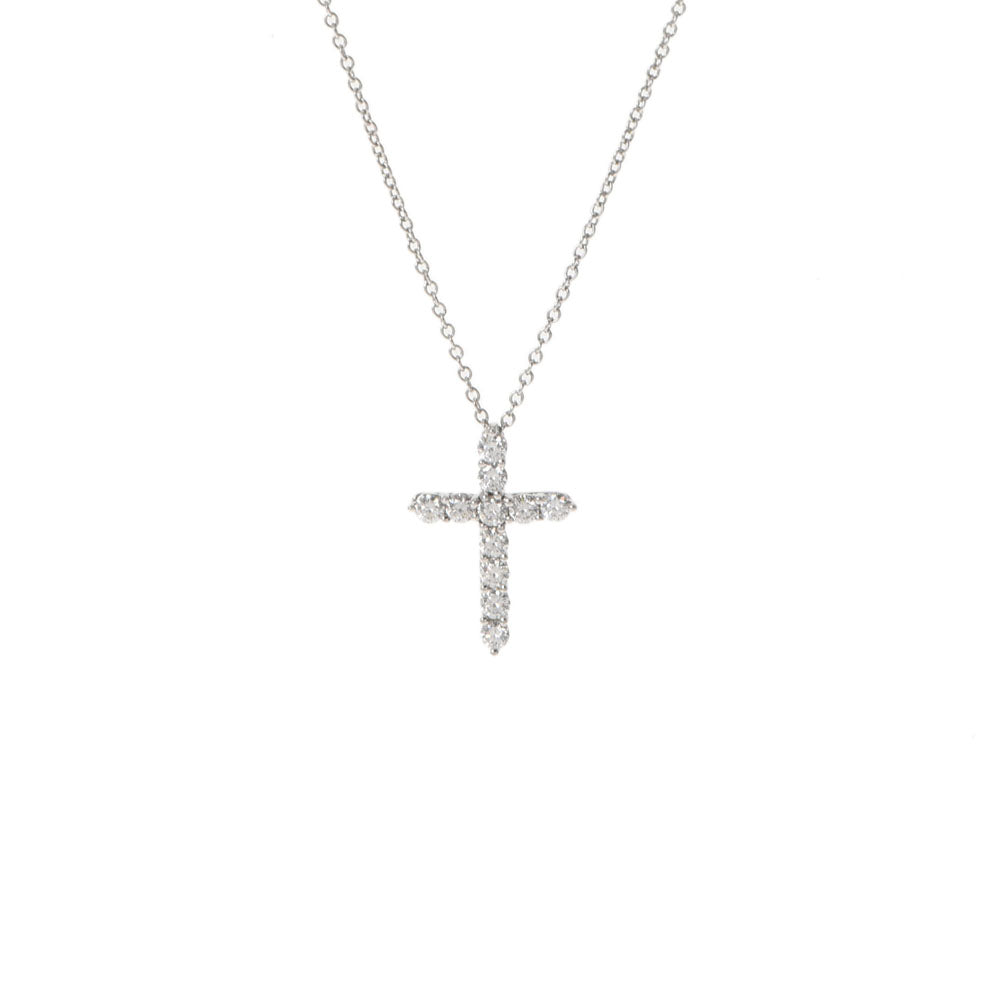 TIFFANY&Co. ティファニー スモールクロス  レディース PT950/ダイヤ ネックレス Aランク 中古 