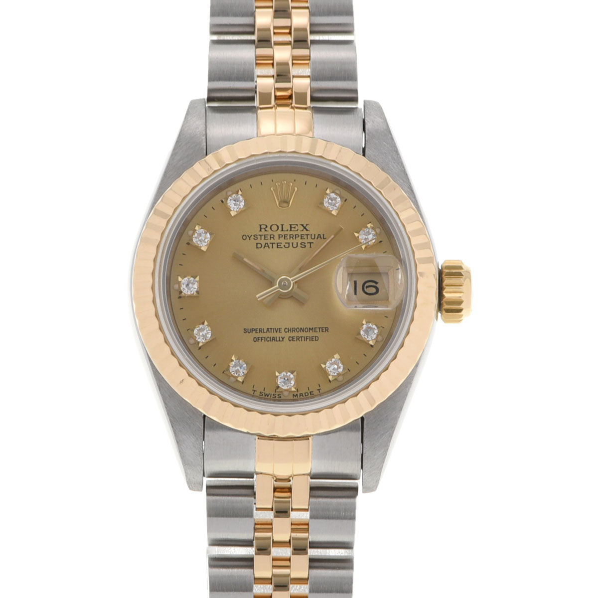 ROLEX ロレックス デイトジャスト 10Pダイヤ 69173G レディース YG/SS 腕時計 自動巻き シャンパン文字盤 Aランク 中古 