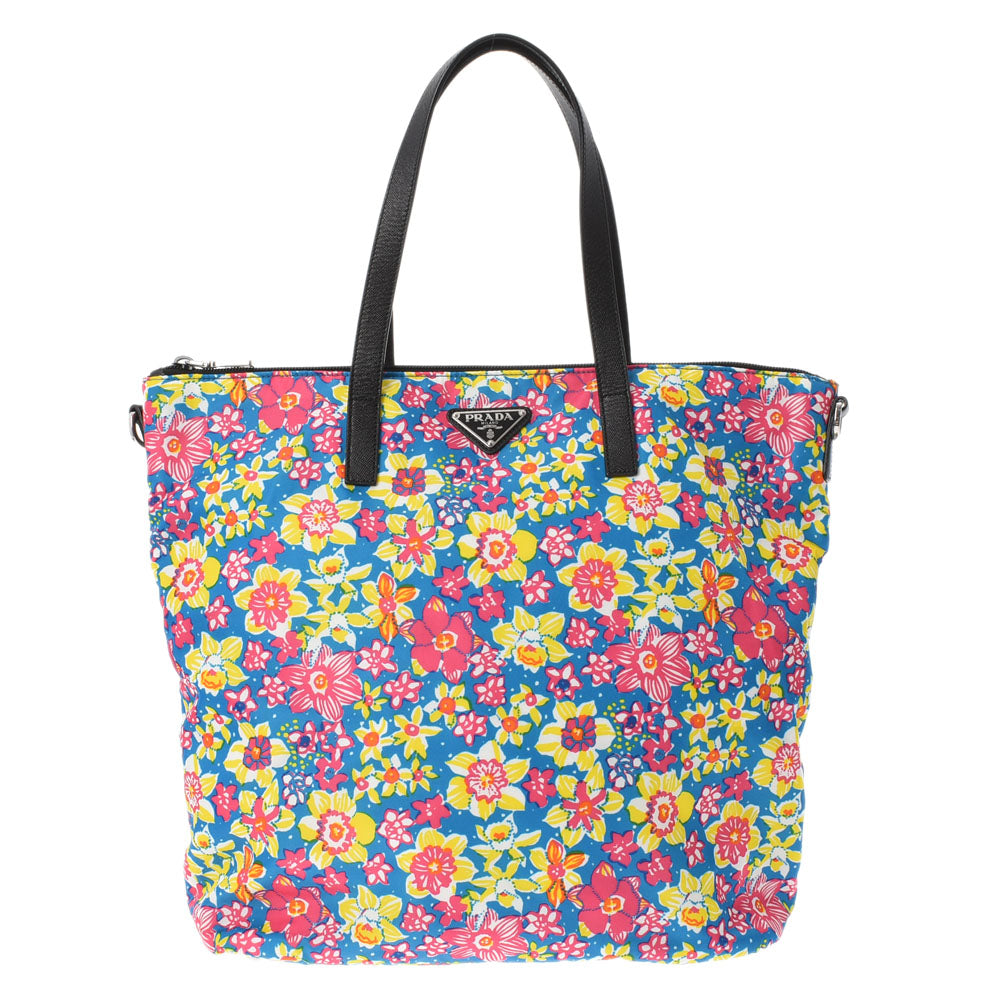 PRADA プラダ 花柄 2WAY  マルチカラー レディース ナイロン トートバッグ Aランク 中古 