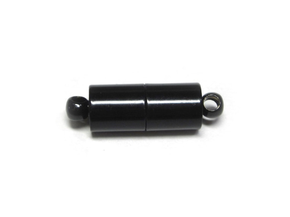 マグネットクラスプ シンプル 円柱 約20×6mm ブラック【10個】6001731