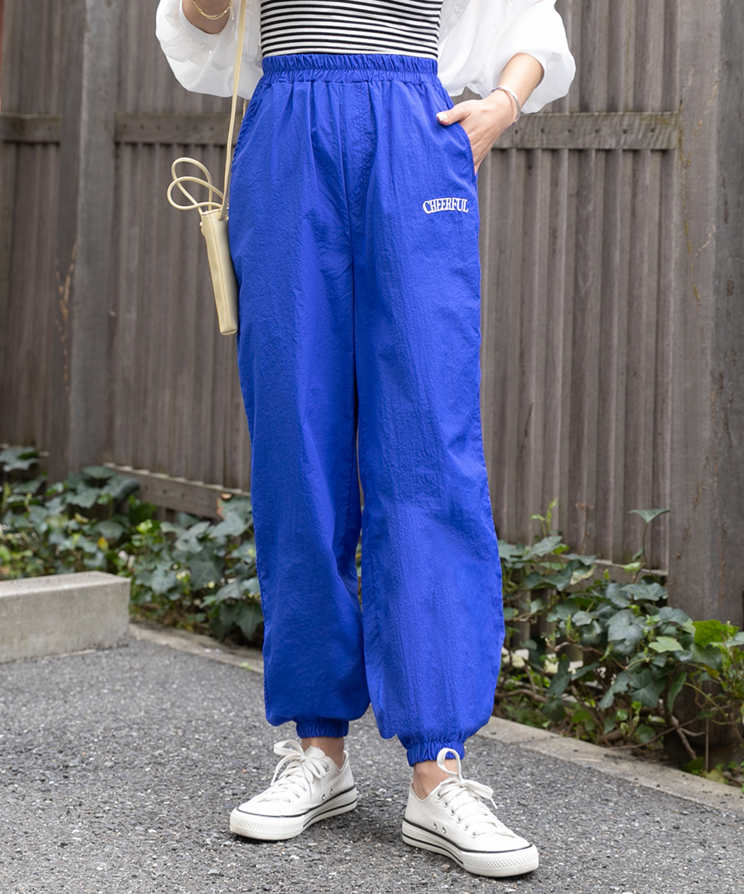 アドティエ/ナイロンパンツ シャカパン 刺繍 ロゴ ゴム ワッシャー加工 夏服 夏