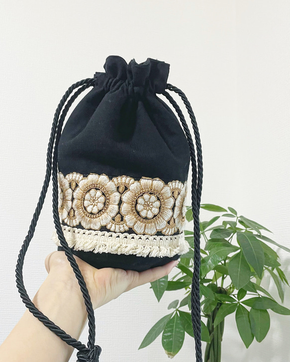 インド刺繍 巾着BAG