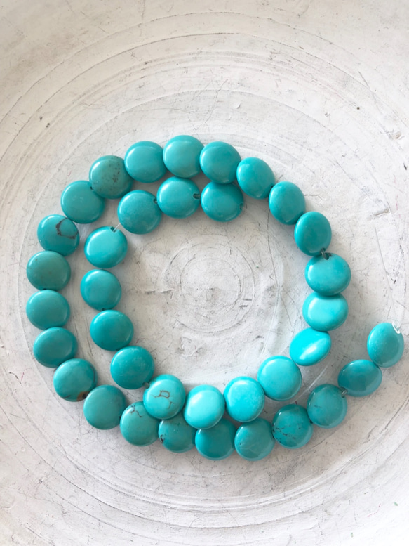 turquoise coin beads 1連