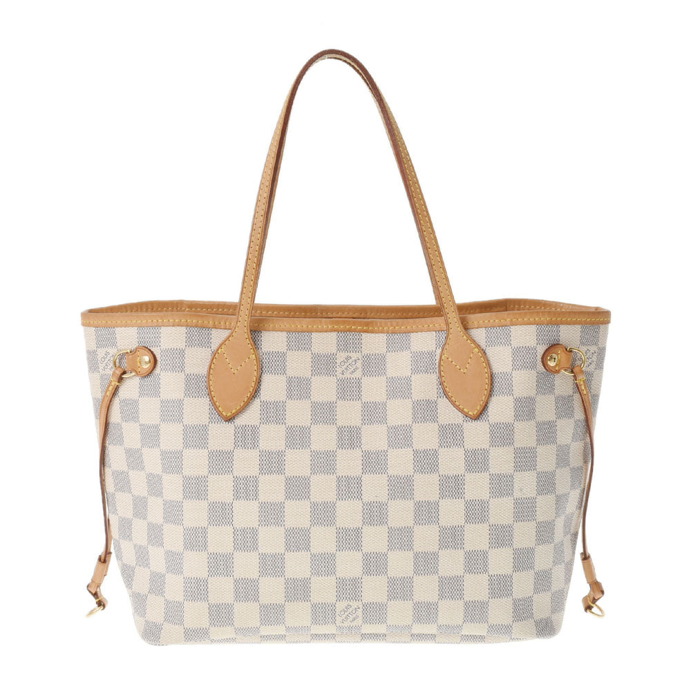 【新年の贈り物】LOUIS VUITTON ルイヴィトン ダミエ アズール ネヴァーフル PM 白 N51110 レディース ダミエアズールキャンバス ハンドバッグ ABランク 中古 _画像1