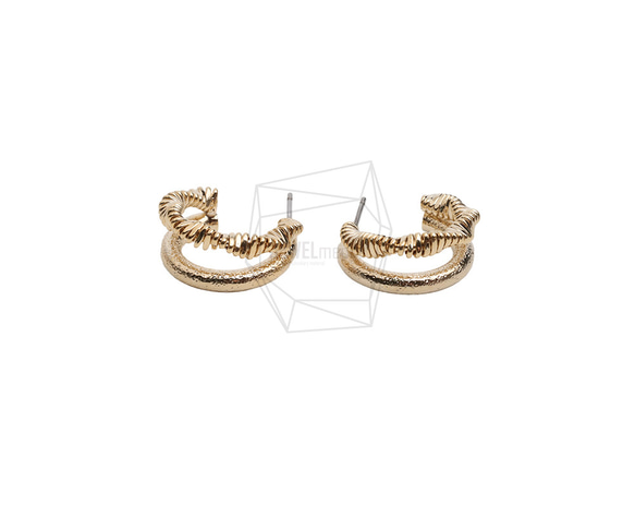 ERG-2721-G【2個入り】ダブルラウンド ピアス,Double Round  Post Earring