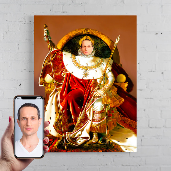 【オーダーメイド】写真からカスタムロイヤルキング天皇皇帝油絵スタイルの肖像画一点物 似顔絵 イラスト彼氏夫の贈り物誕生日