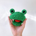 かえるのパペット　あみぐるみ　アクリルたわし　かぎ針　ハンドメイド　キッズ　ギフト　ベビー