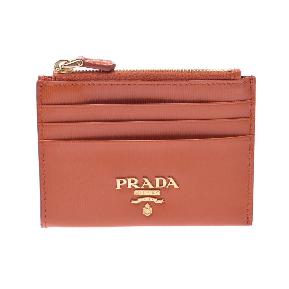 PRADA プラダ カードケース パスケース アウトレット オレンジ 1MC026 レディース レザー コインケース Aランク 中古 