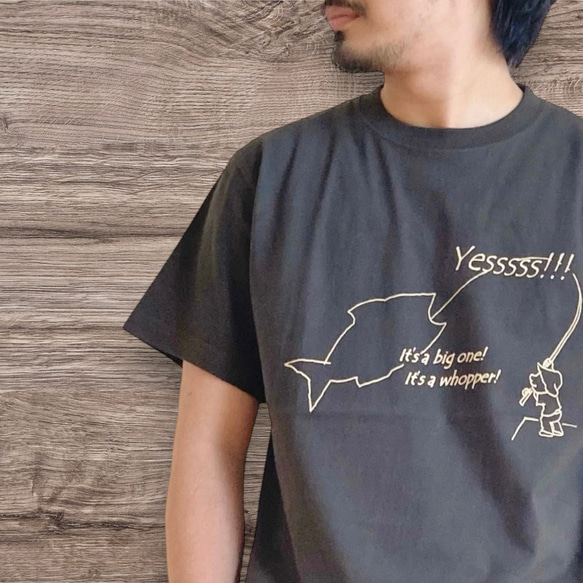 Tシャツ「fishing」スミ色