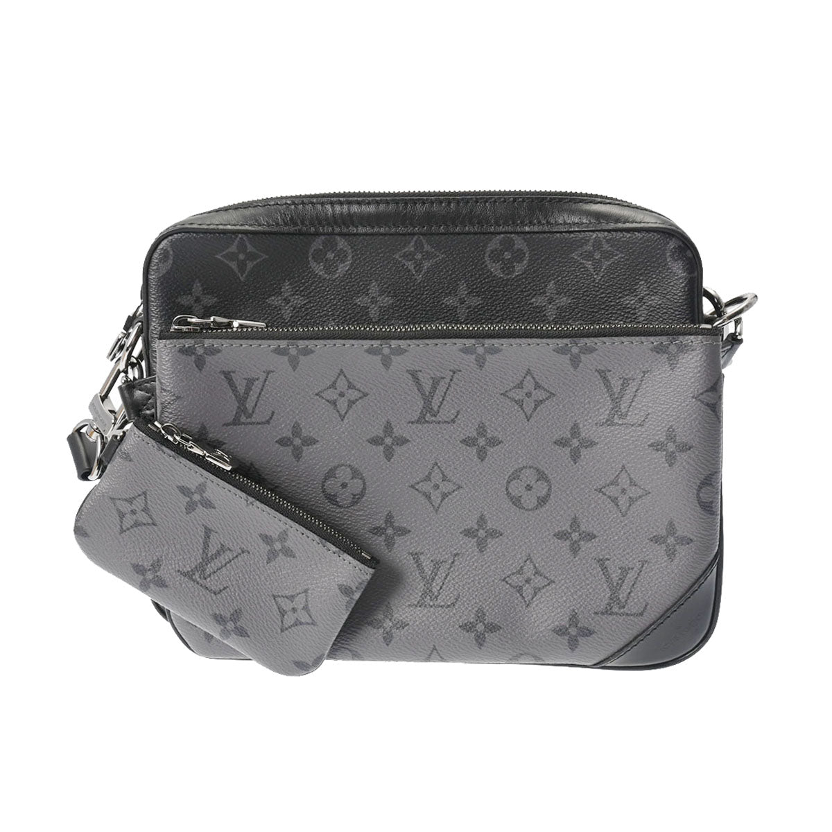 LOUIS VUITTON ルイヴィトン モノグラムエクリプス トリオメッセンジャー 黒/グレー M69443 メンズ モノグラムキャンバス ショルダーバッグ Aランク 中古 