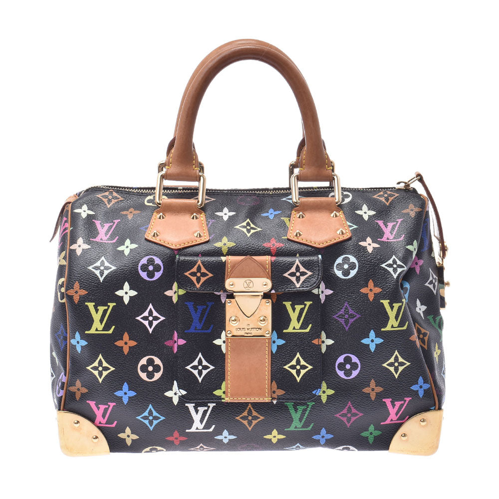 LOUIS VUITTON ルイヴィトンスピーディ30  マルチカラー 黒 レディース モノグラムマルチカラー ハンドバッグ M92642  中古