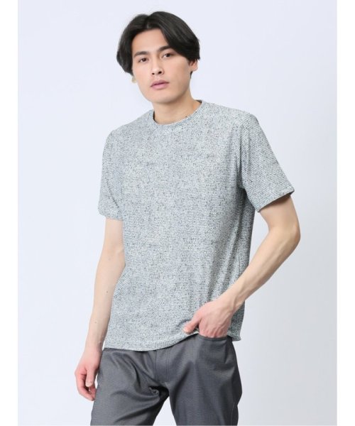 メッシュ 転写プリント クルーネック半袖Tシャツ メンズ Tシャツ カットソー カジュアル インナー トップス ギフト プレゼント