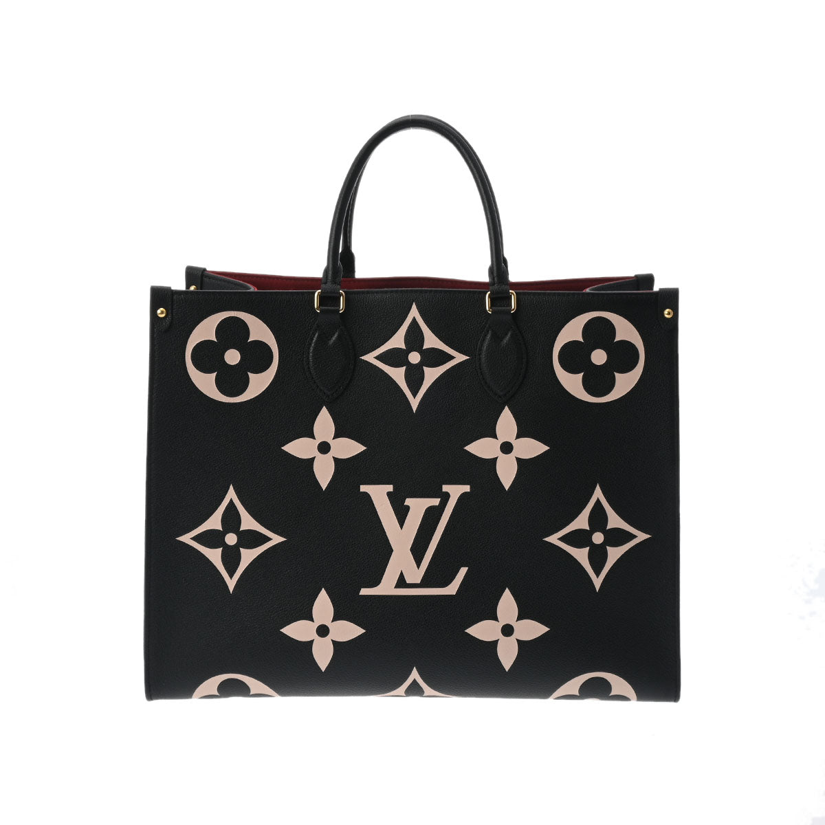 LOUIS VUITTON ルイヴィトン モノグラムアンプラント オンザゴー GM 2WAYトート 黒/ベージュ M45945 レディース レザー ハンドバッグ Aランク 中古 