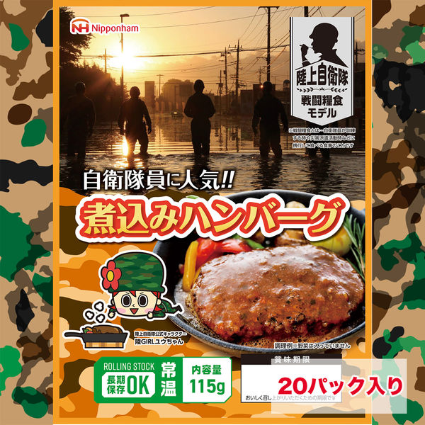 日本ハム 煮込みハンバーグ115g×20P 防災食 非常食 おかず 常温 902002599 1セット（直送品）