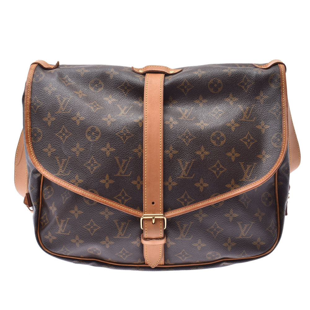 LOUIS VUITTON ルイヴィトン モノグラム ソミュール35 ブラウン M42254 ユニセックス モノグラムキャンバス ショルダーバッグ Bランク 中古 