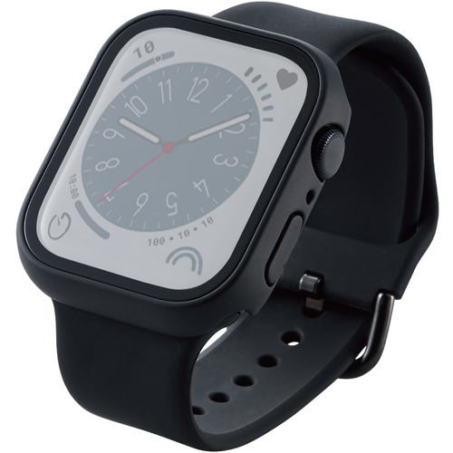 エレコム AW-22AFCGOCBK Apple Watch 45mm用フルカバーケース プレミアムゴリラガラス セラミックコート ブラック AW22AFCGOCBK