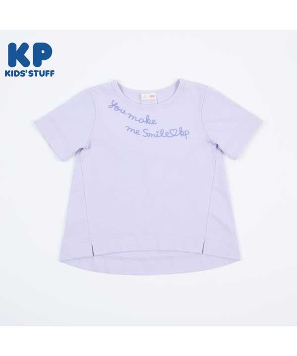 ケーピー/KP(ケーピー)袖チェック柄のロゴ半袖Tシャツ(140～160)