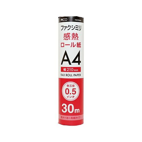 ミヨシ FXK30AH-1 FAX用感熱ロール紙 A4 0.5インチ 30M 1本入