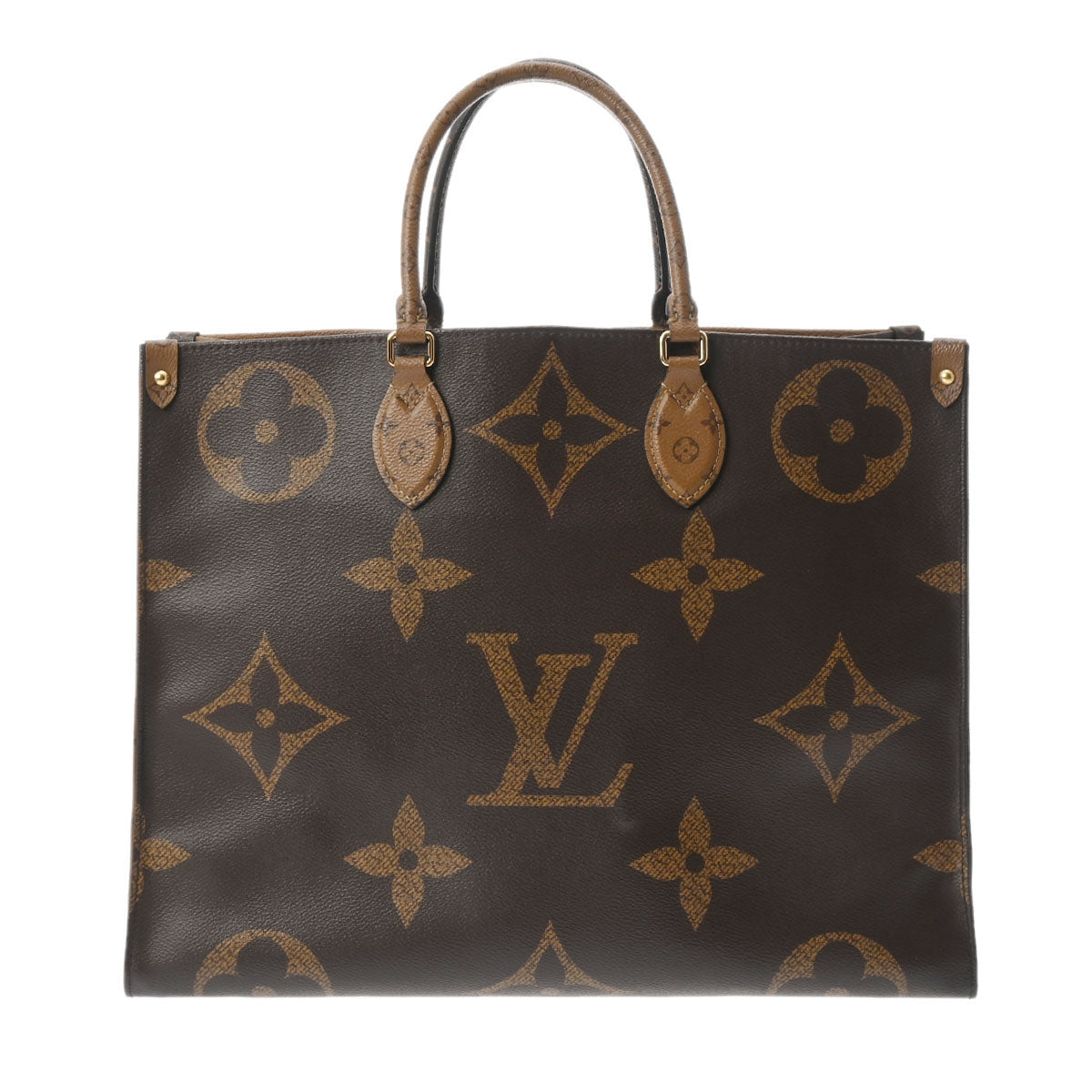 LOUIS VUITTON ルイヴィトン モノグラムリバース ジャイアント オンザゴー GM ブラウン M45320 レディース モノグラムキャンバス 2WAYバッグ ABランク 中古 