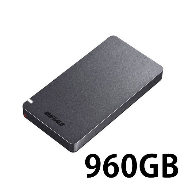 バッファロー USB3.1（Gen2） ポータブルSSD 960GB ブラック SSD-PGM960U3-B 1台