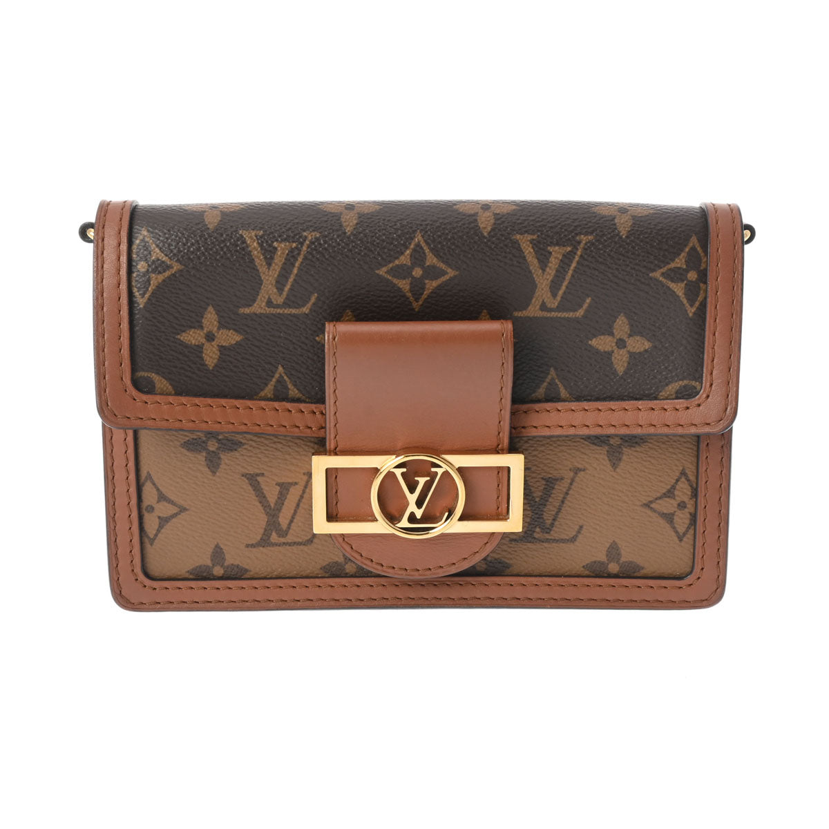 LOUIS VUITTON ルイヴィトン モノグラムリバース ポルトフォイユ ドーフィーヌ ブラウン M68746 レディース モノグラムキャンバス ショルダーバッグ Aランク 中古 