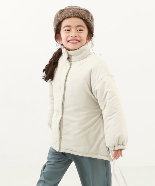 洗える スタンドカラー Aライン 中綿ジャケット 子供服 キッズ 女の子 アウター ジャケット ダウンジャケット コート バルーン