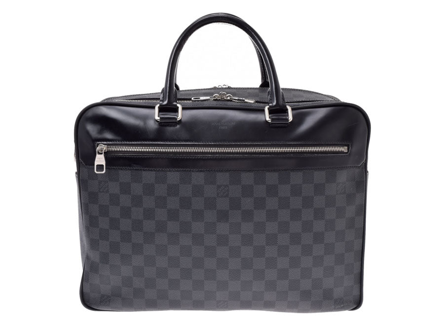 ルイヴィトン グラフィット オーバーナイト 黒 N41004 メンズ 本革 ビジネスバッグ Bランク LOUIS VUITTON 中古 