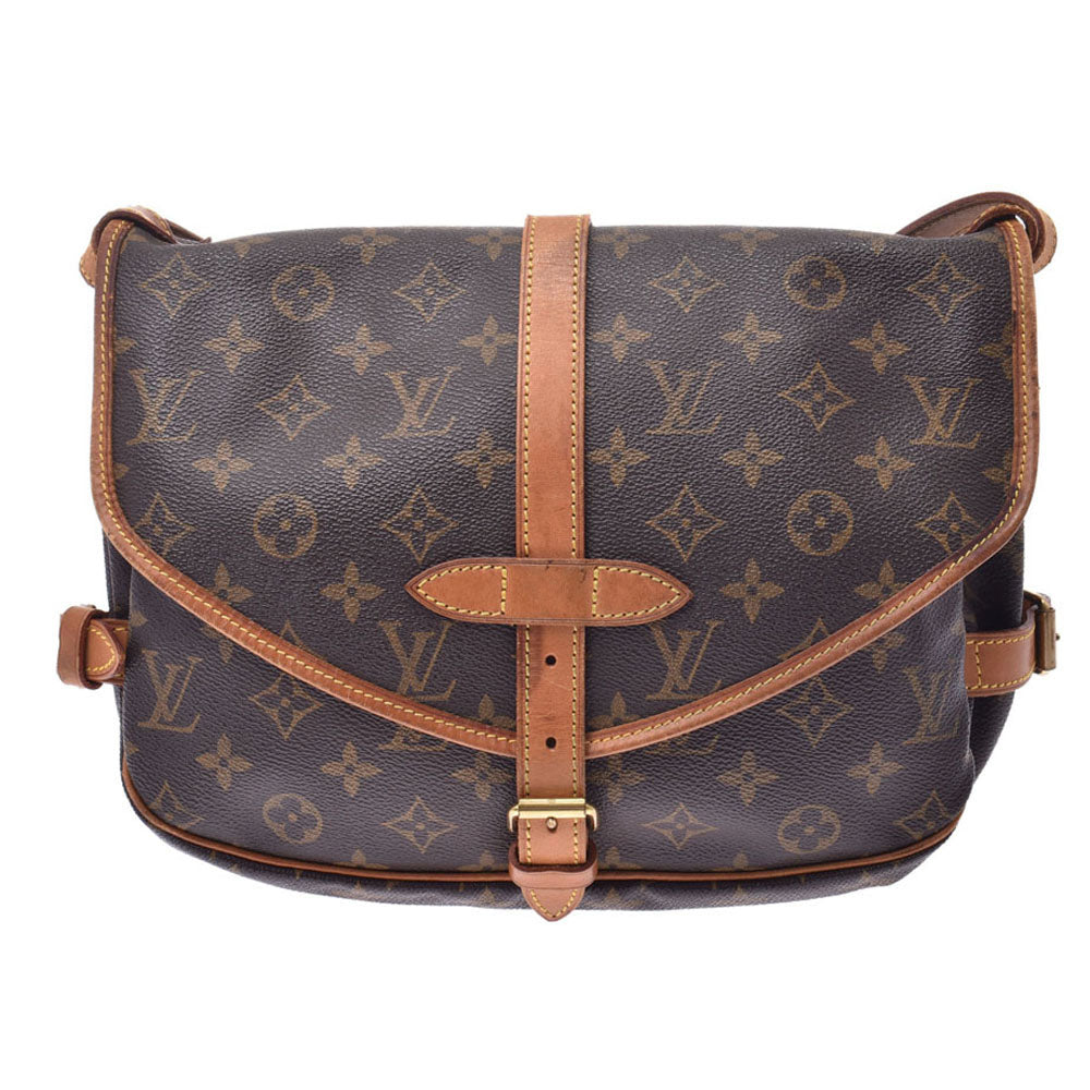 LOUIS VUITTON ルイヴィトンソミュール30  14145 ブラウン ユニセックス モノグラムキャンバス ショルダーバッグ M42256  中古