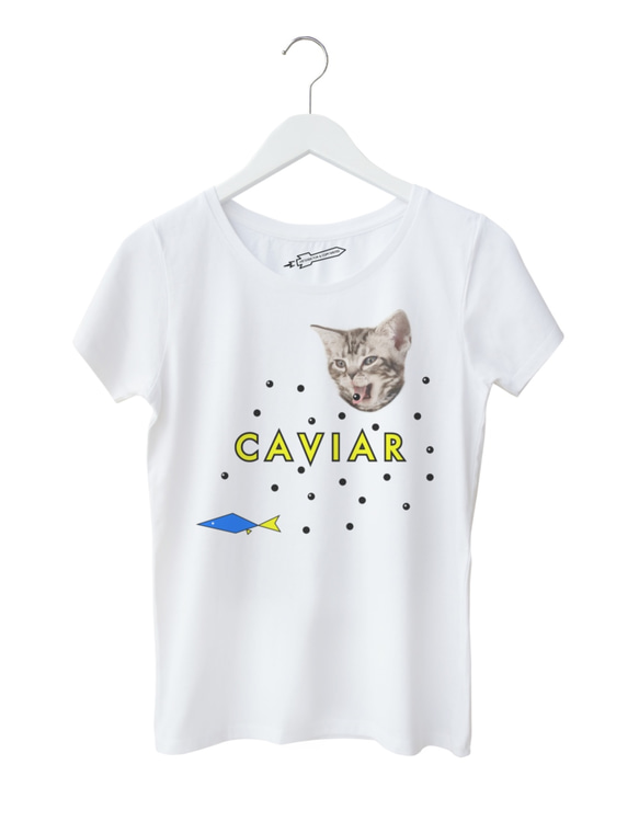 キャビア 猫 レディース Tシャツ