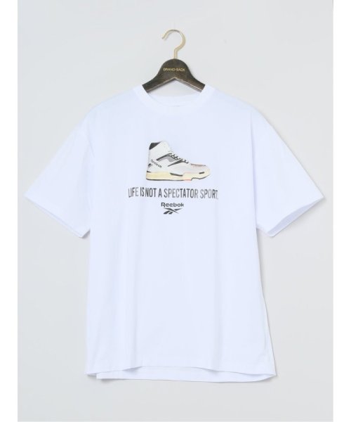 【大きいサイズ】リーボック/Reebok メタリックプリント クルーネック半袖Tシャツ