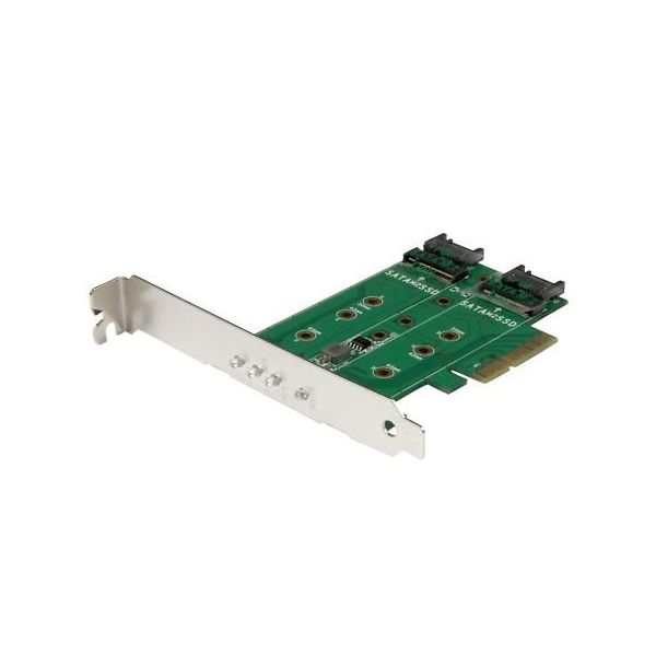 3ポートM.2対応SSDアダプタカード 1x PCIe NVMe/2x SATA 3.0 M.2 PEXM2SAT32N1 1個（直送品）