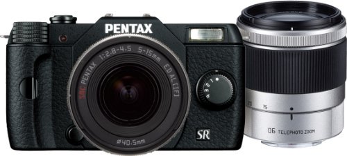 PENTAX デジタルミラーレス一眼 Q10 ダブルズームキット [標準ズーム 02 STANDARD ZOOM ・望遠ズーム 06 TELEPHOTO ZOOM] ブラック Q10【中古品】