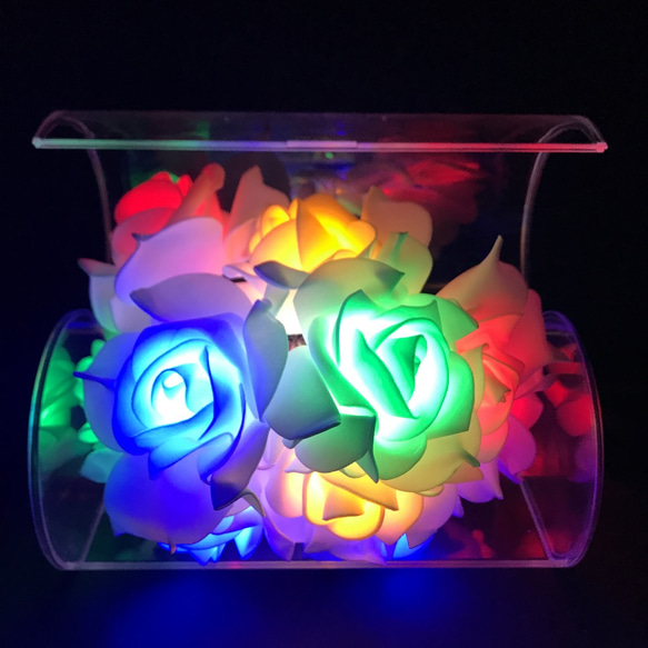 バラ 薔薇 ローズ ガーランド レインボー LED イルミネーションライト