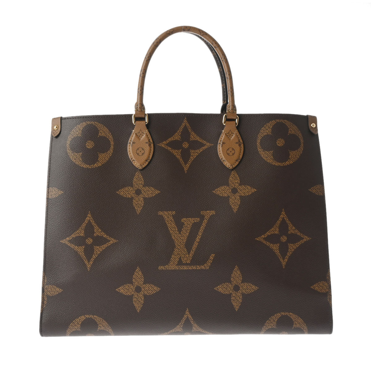 LOUIS VUITTON ルイヴィトン モノグラムジャイアント リバース オンザゴー GM 2WAYトート ブラウン M45320 レディース モノグラムキャンバス ハンドバッグ Aランク 中古 