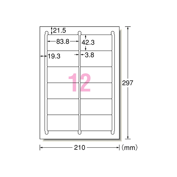 エーワン ラベルシール[ハイグレード] 12面 四辺余白 20枚 F862424-75312