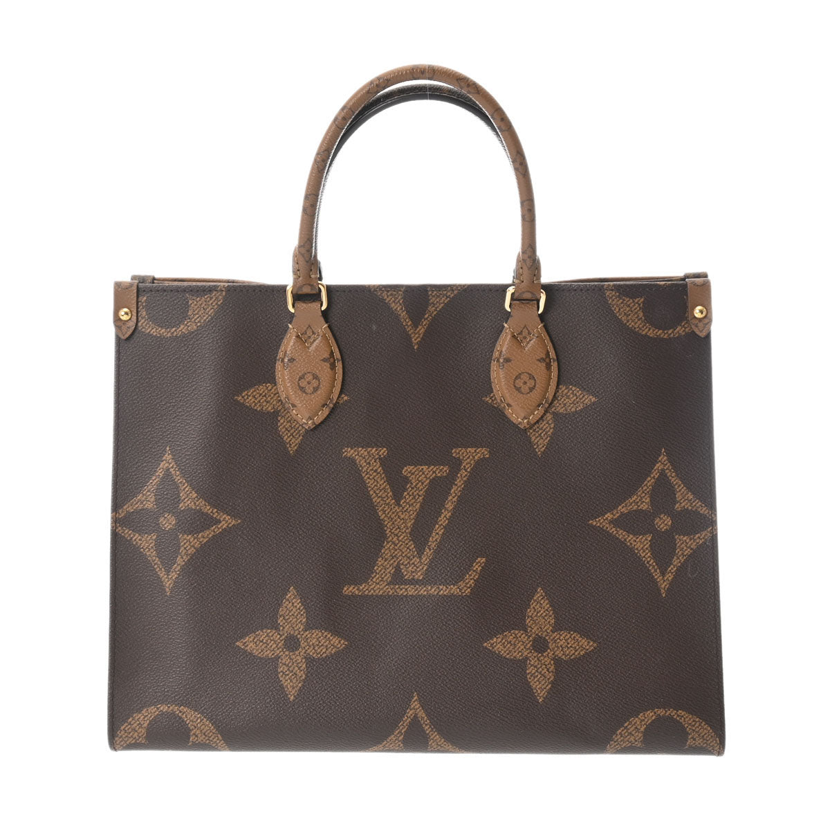 LOUIS VUITTON ルイヴィトン モノグラムジャイアント オンザゴー MM 2WAYトート ブラウン M45321 レディース モノグラムリバースキャンバス ハンドバッグ Aランク 中古 