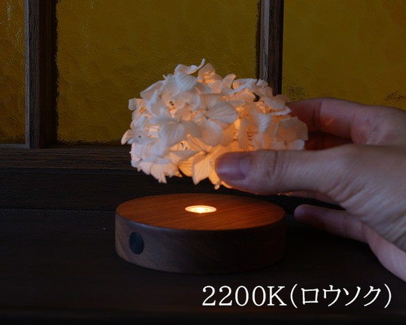 Light Base (maru-walnut-2200K)　ライトベース 丸 ウォルナット ロウソクの光