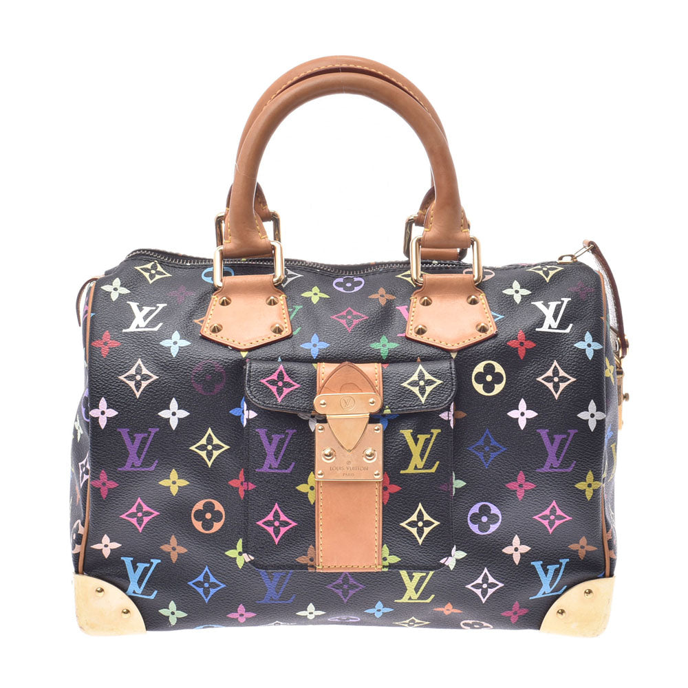 LOUIS VUITTON ルイヴィトン マルチカラー スピーディ30 黒 M92642 レディース モノグラムマルチカラー レザー ハンドバッグ Bランク 中古 