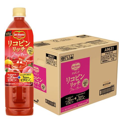 デルモンテ リコピンリッチ フルーティー 800ml15本【セット販売】